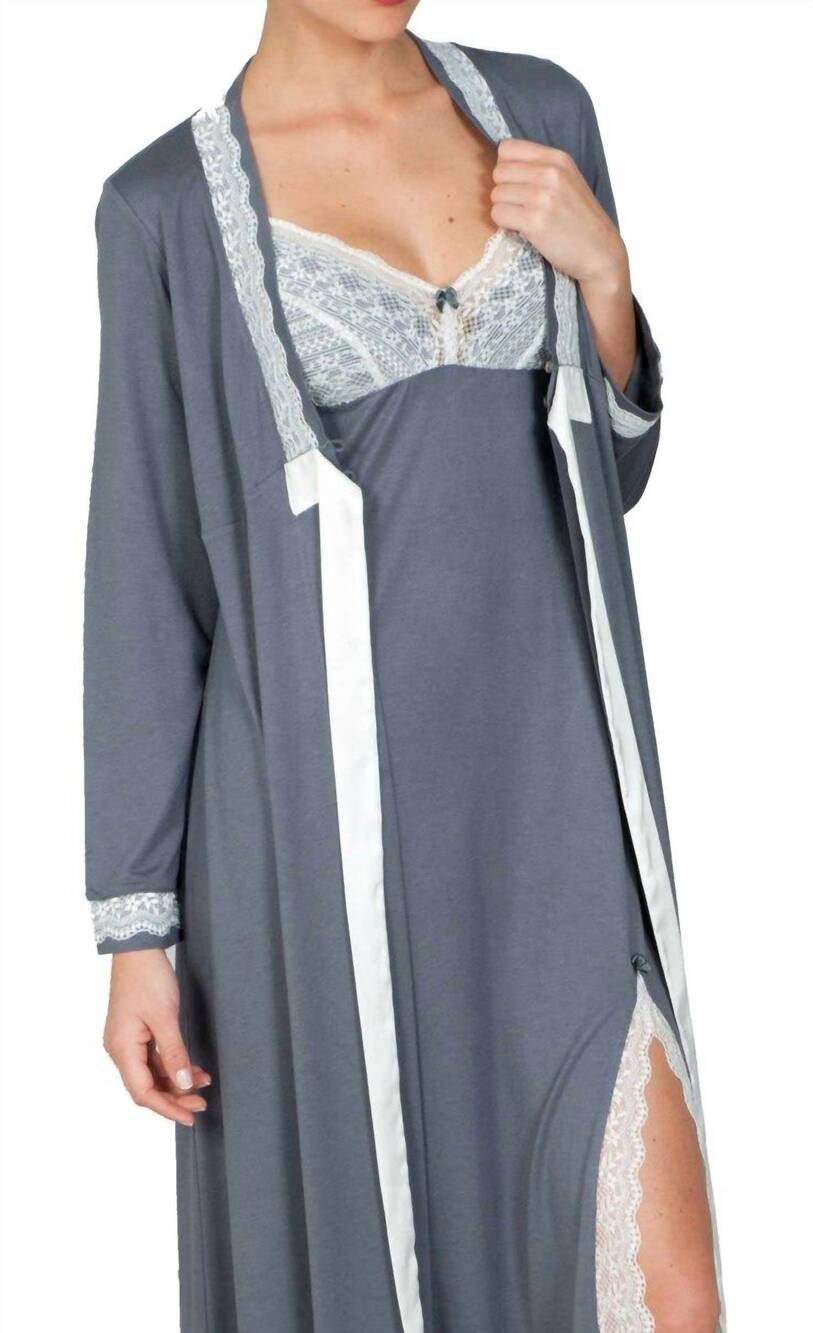 NEW TWELVE EIGHTY EIGHT adelina long robe in light charcoal